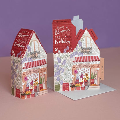Two For Joy Illustration - Florist Birthday Card – 3D Slot Together Greeting Card