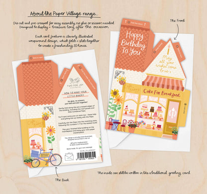 Two For Joy Illustration - Cake for Breakfast Birthday Card – 3D Slot Together Card