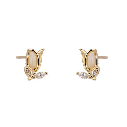 White Leaf - 7 Days Floral Earrings Box Set in Gold
