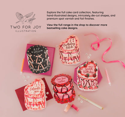 Two For Joy Illustration - Baby in Bloom - Cake Shaped Greeting Card for Baby Shower