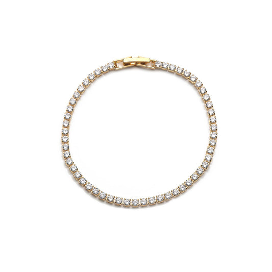 White Leaf - Cubic Zirconia Bracelet in Gold and Clear