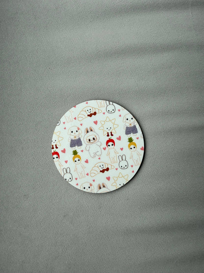 Trinket coaster. Handmade. Tea coaster. Collectables  Jellycat Miffy Labubu inspired design