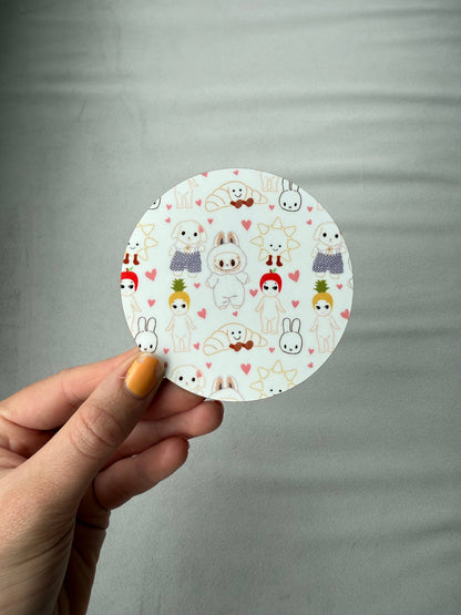 Trinket coaster. Handmade. Tea coaster. Collectables  Jellycat Miffy Labubu inspired design