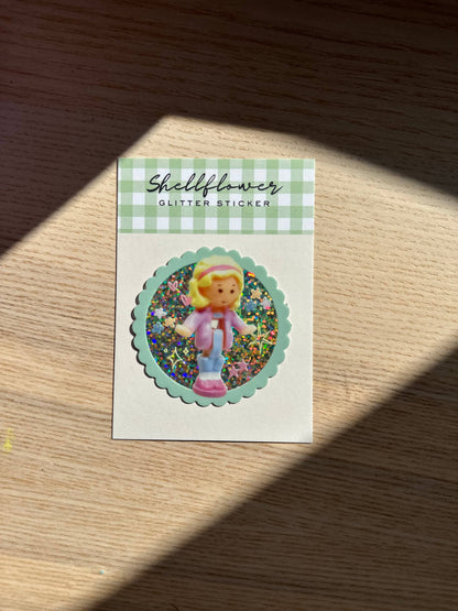 Shellflower - Polly Pocket Girl Glitter Vinyl Sticker 