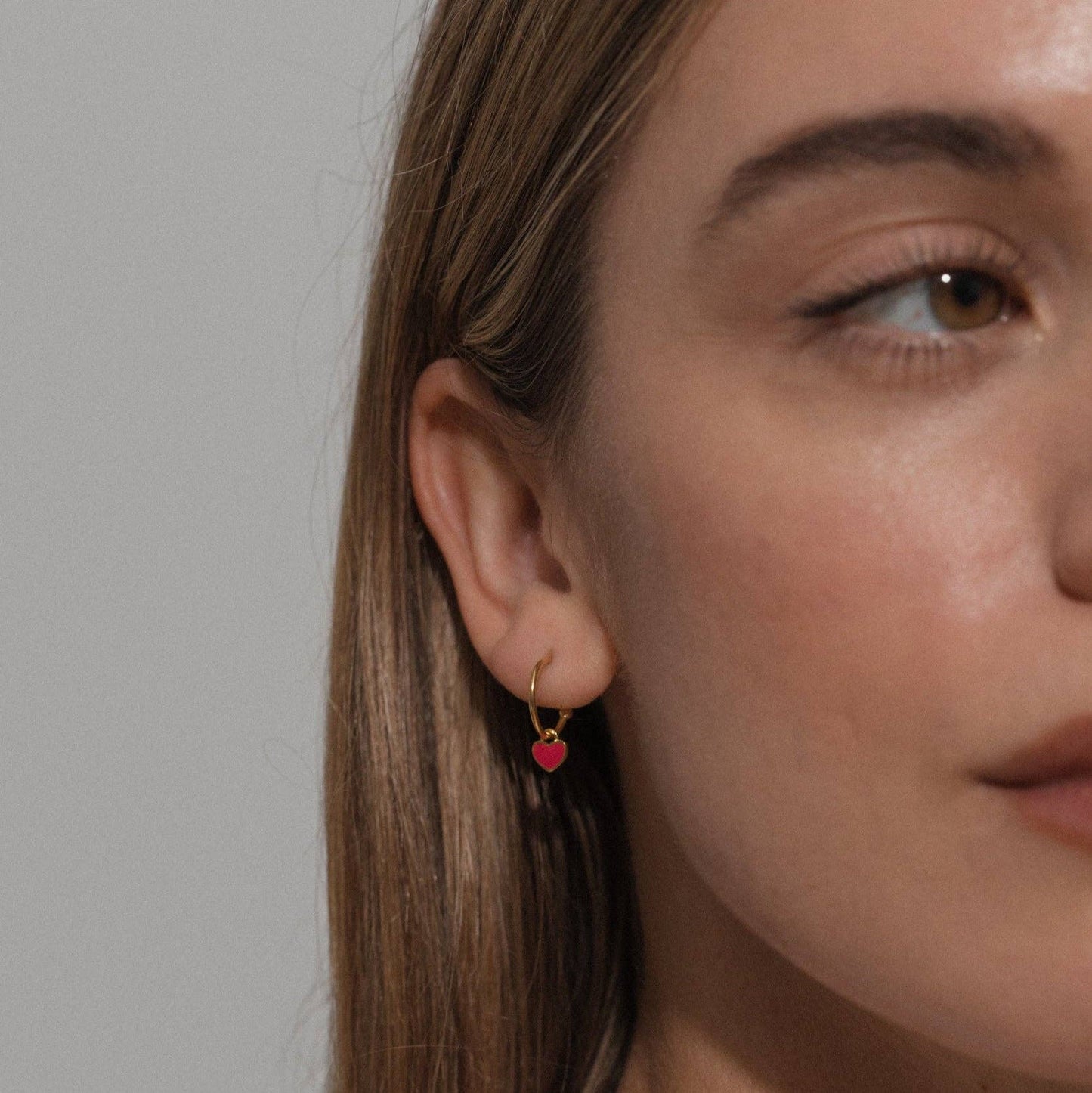 One & Eight - Ruby Heart Enamel Earrings