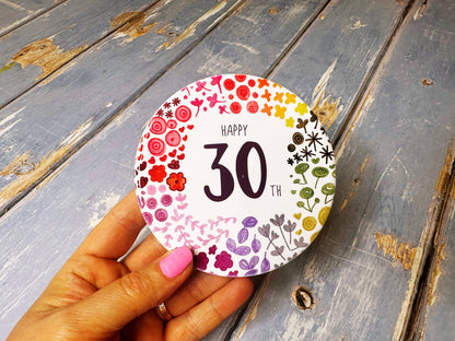 Little Heart - 30 Round Floral Ceramic Coaster