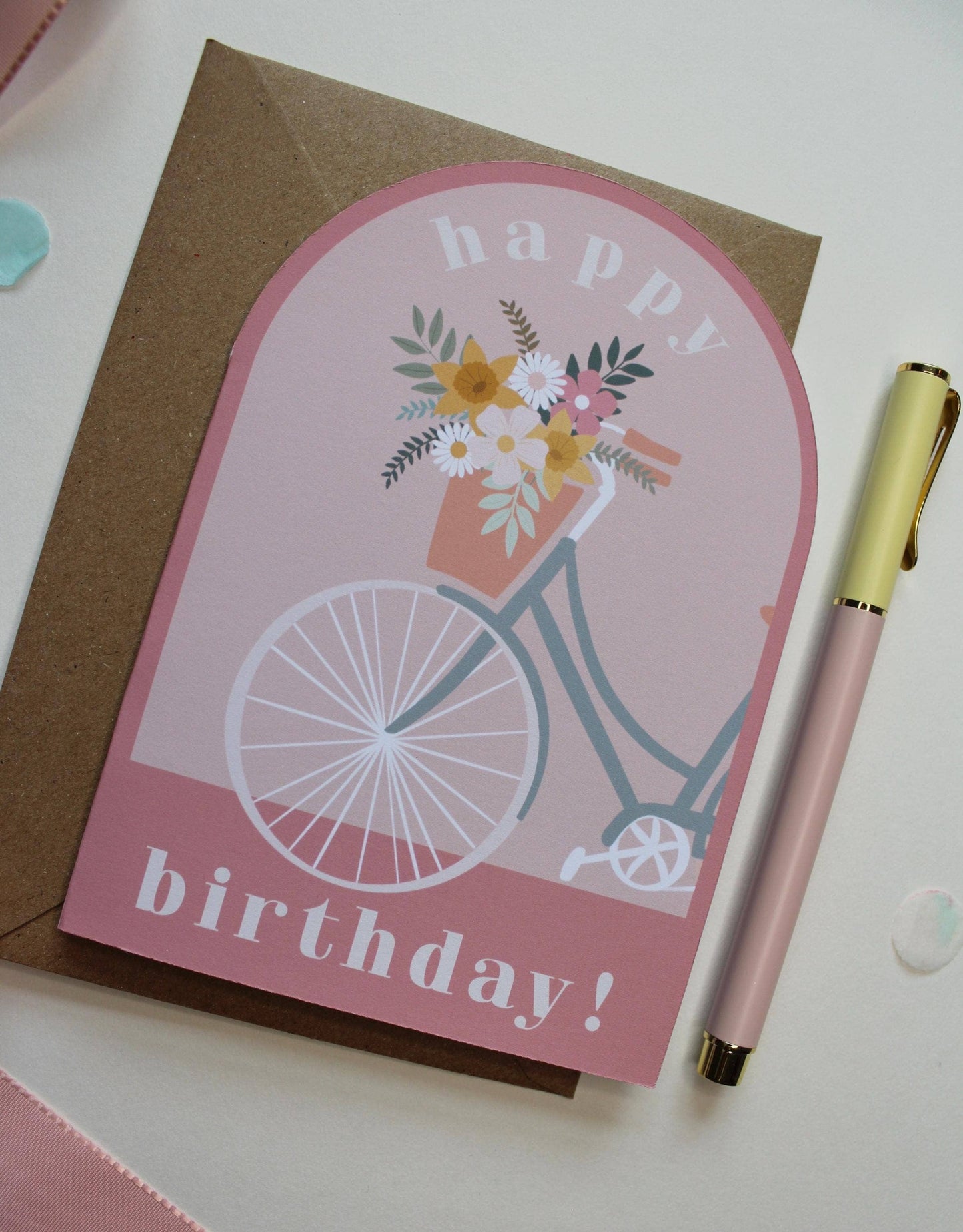 Ellice Owens Designs - Retro Bicycle Birthday Card for Her, Vintage Bike Card