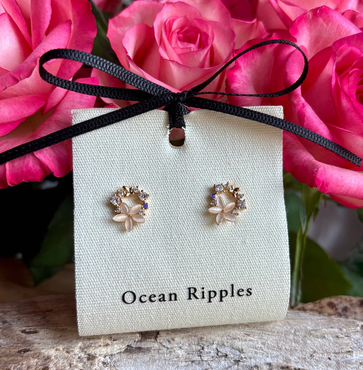 Ocean Ripples - 14ct Gold Plated Flower Wreath Earrings
