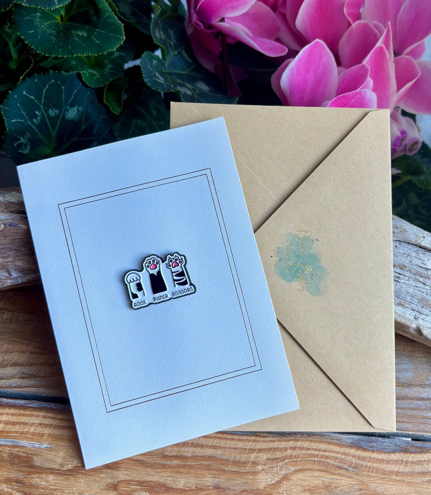 Ocean Ripples - Rock Paper Scissors Pin Badge Card