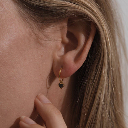 One & Eight - Slate Heart Enamel Earrings