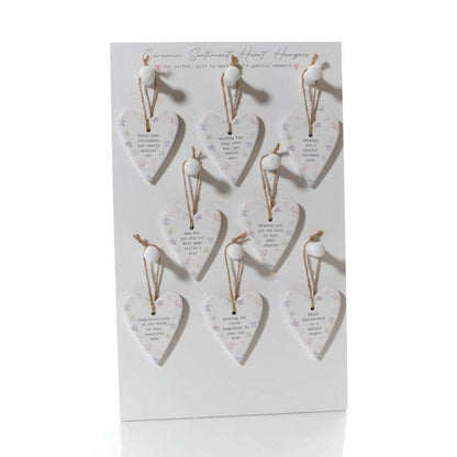 Langs - Tiny Sentiment Ceramic Mini Heart Hanger 8 Asstd Designs With 9Ds Stand 32 **