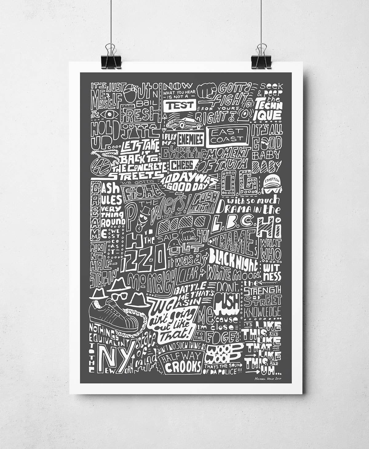 Sketchbook Design - The History of Rap Hip Hop Music Print