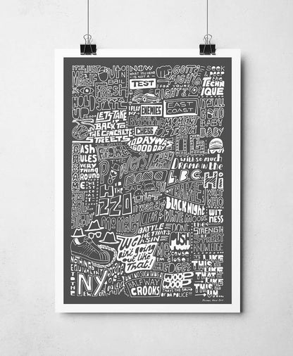 Sketchbook Design - The History of Rap Hip Hop Music Print