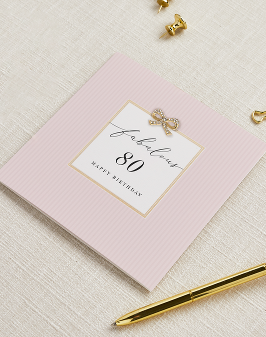 Hearts Designs - Fabulous 80 Happy Birthday, Embellished Greetings Card