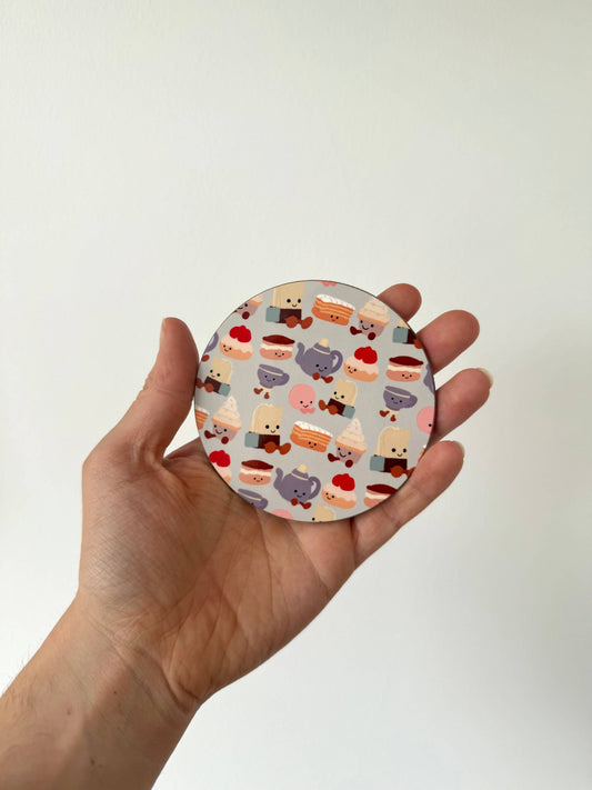 Gallerybylara - Afternoon Tea coaster. Handmade. Collectables. Cuddly toy