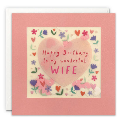 James Ellis - Wife Heart Confetti Birthday Card - Paper Shakies