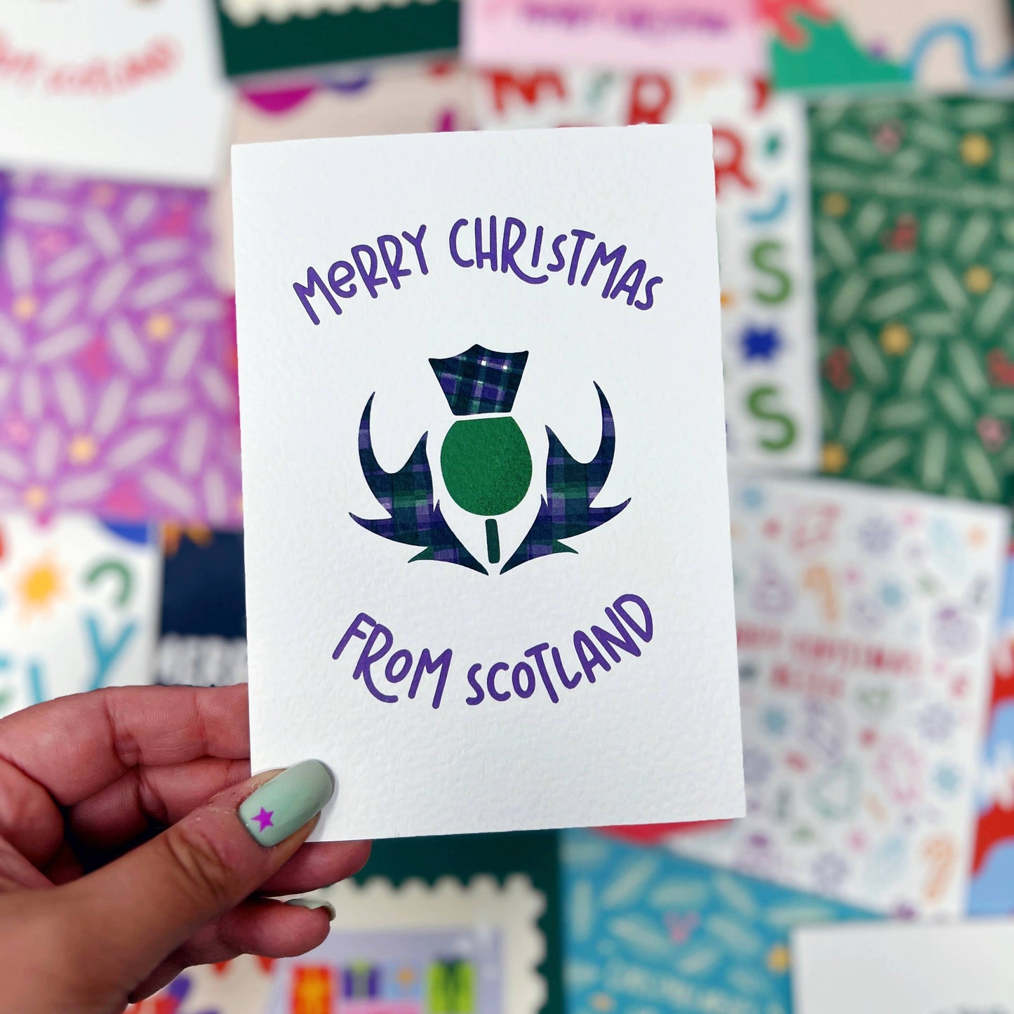 Xoxo Designs by Ruth - Christmas 'Merry Christmas From Scotland' Thistle Card