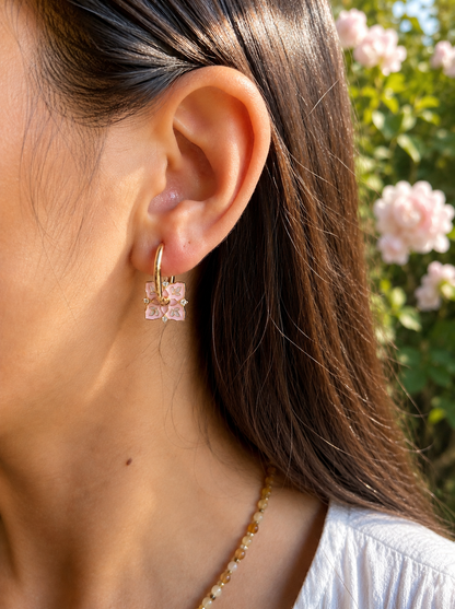 Ocean Ripples - 14ct Gold Plated Pink Sakura Blossom Earrings