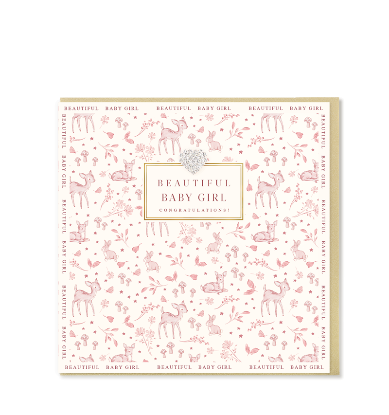 Hearts Designs - Beautiful Baby Girl, Greetings Card