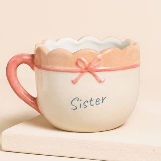 Lisa Angel - 'Sister' bow Ceramic quote Mug
