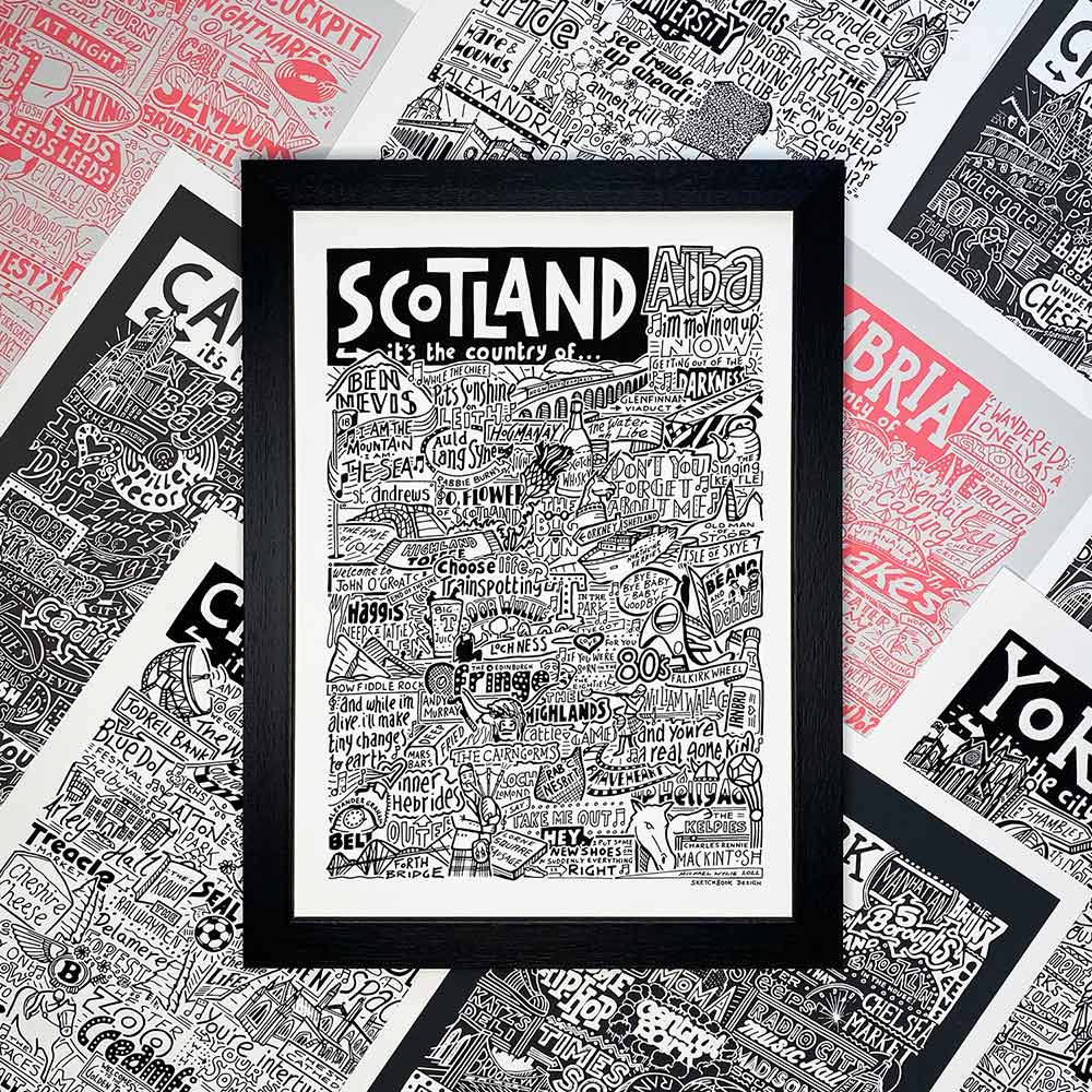 Sketchbook Design - Scotland Landmarks It's The Country Of Art Print