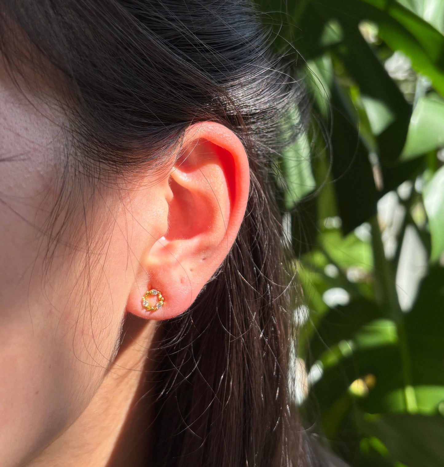 Ocean Ripples - 14ct Gold Plated Cubic Zirconia Wreath Earrings 