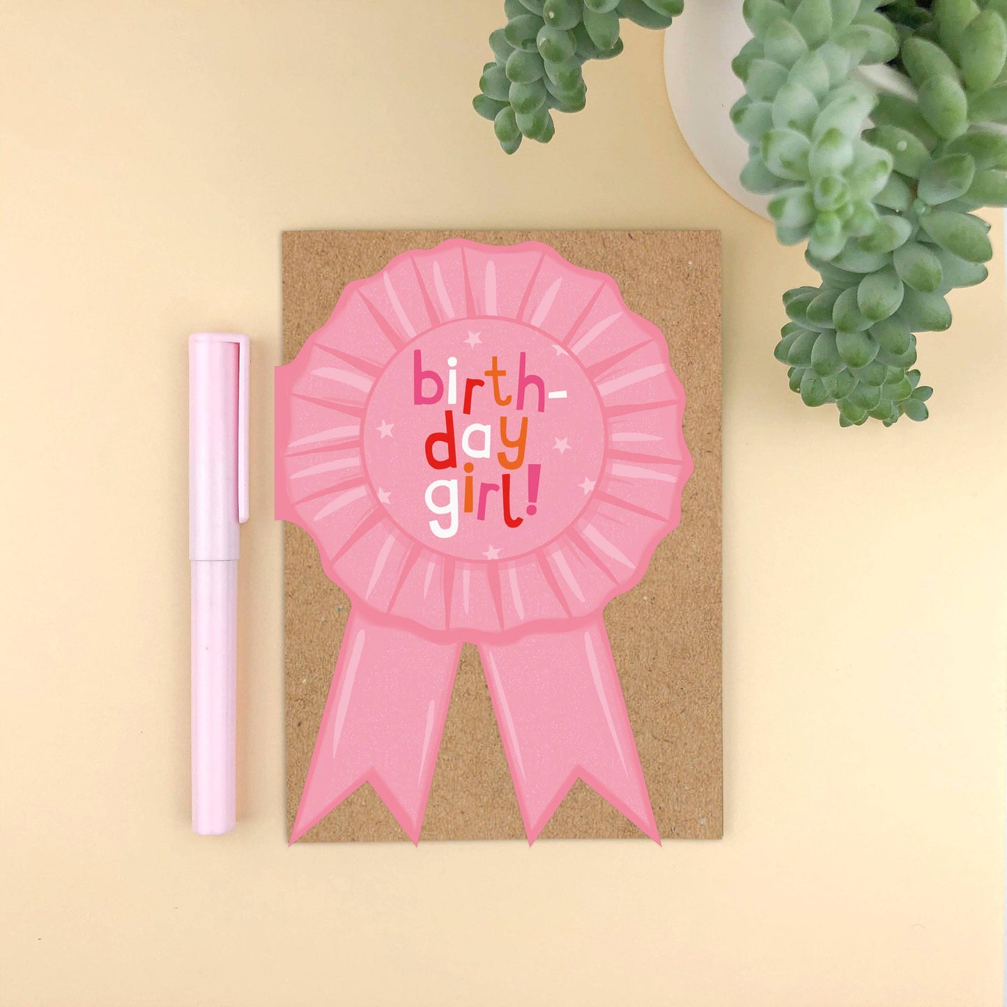 Zoe Spry - Shaped Rosette 'Birthday Girl!' die cut birthday card