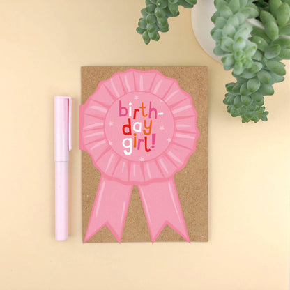 Zoe Spry - Shaped Rosette 'Birthday Girl!' die cut birthday card