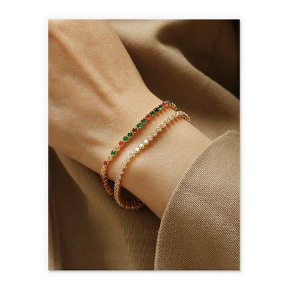 White Leaf - Cubic Zirconia Bracelet in Gold and Clear