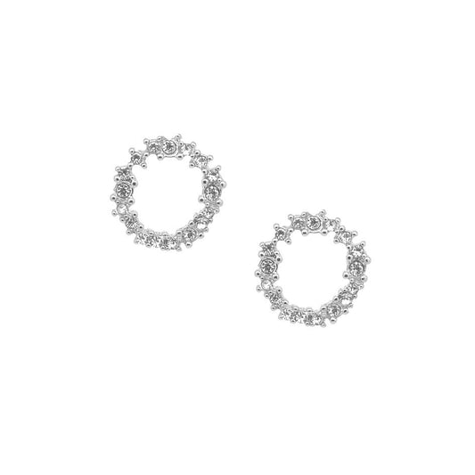 Last True Angel - Crystal Cluster Circle Earring in Silver