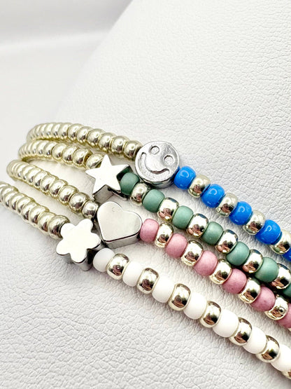 Candi Co Jewellery - Pastel Seed Beaded Charm Bracelet