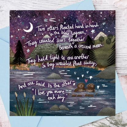 Fox Under The Moon - "Hand In Hand" Foiled Wedding / Anniversary Card