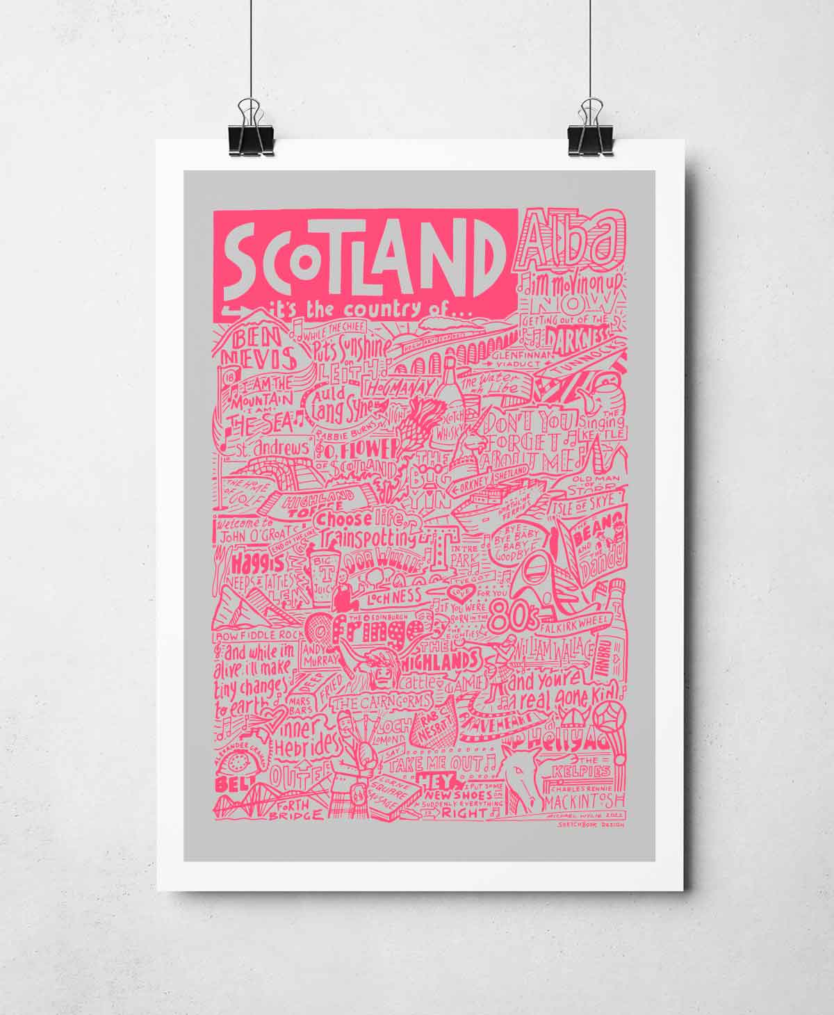 Sketchbook Design - Scotland Landmarks It's The Country Of Art Print