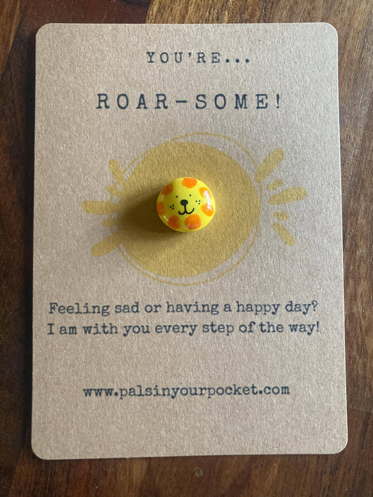 Pals in your Pocket - Lion Encouragement Animal Pebble Pet Rock For Kids