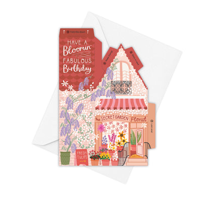 Two For Joy Illustration - Florist Birthday Card – 3D Slot Together Greeting Card