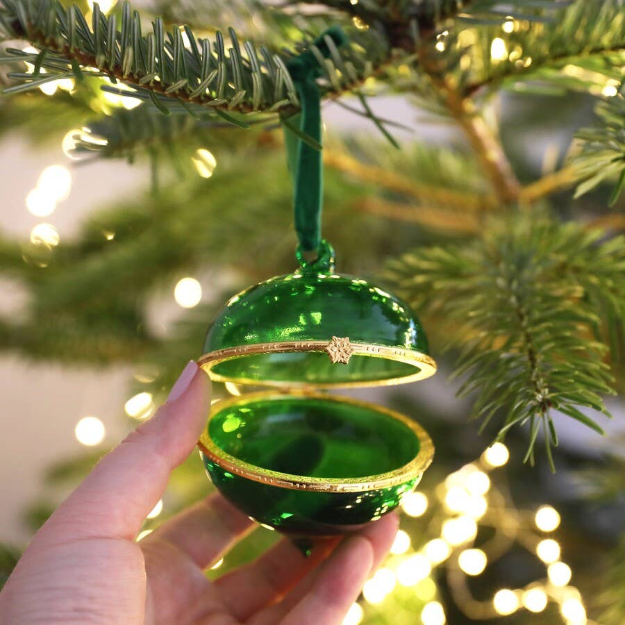 Lisa Angel - Green Glass Opening Bauble