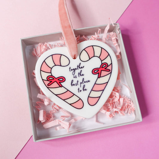 Sunshine Lane - Candy Cane Christmas Ornament - together is the best place to be