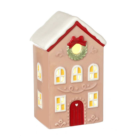 Heaven Sends - PORCELAIN LIGHT UP HOUSE WITH SNOWY ROOFx