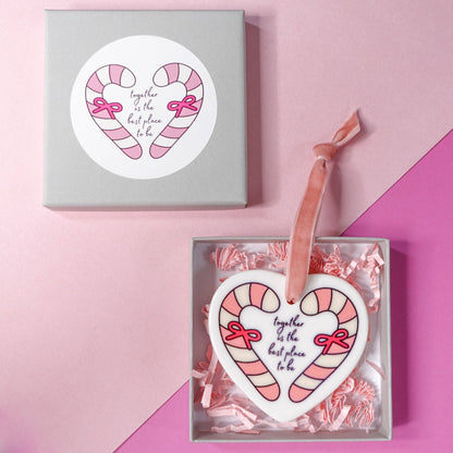 Sunshine Lane - Candy Cane Christmas Ornament - together is the best place to be