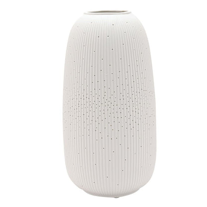 Ceramic WHITE TALL RIBBED TABLE LAMP