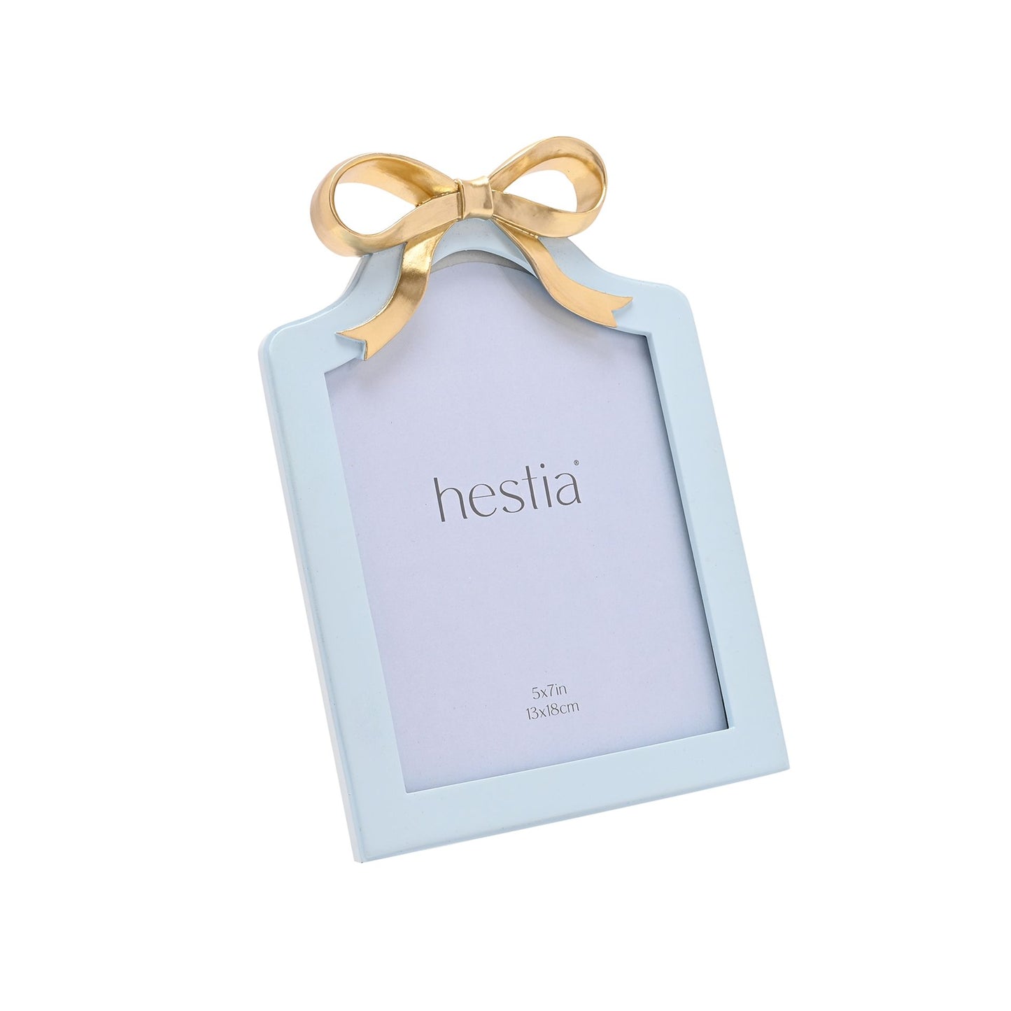 SOFT BLUE WITH GOLD RIBBON PHOTO FRAME - 5" X 7"