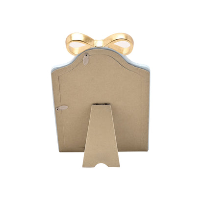 SOFT BLUE WITH GOLD RIBBON PHOTO FRAME - 5" X 7"