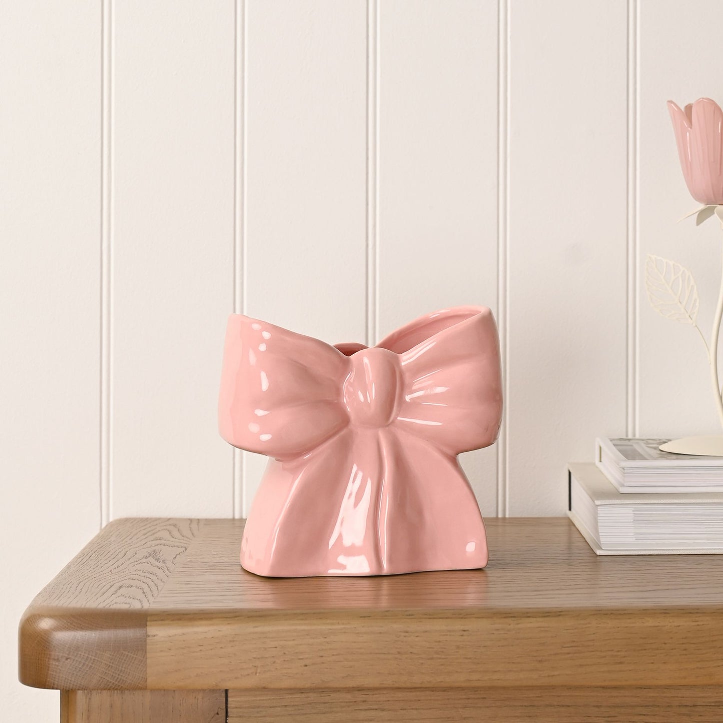 Pink ceramic BOW SHAPED VASE