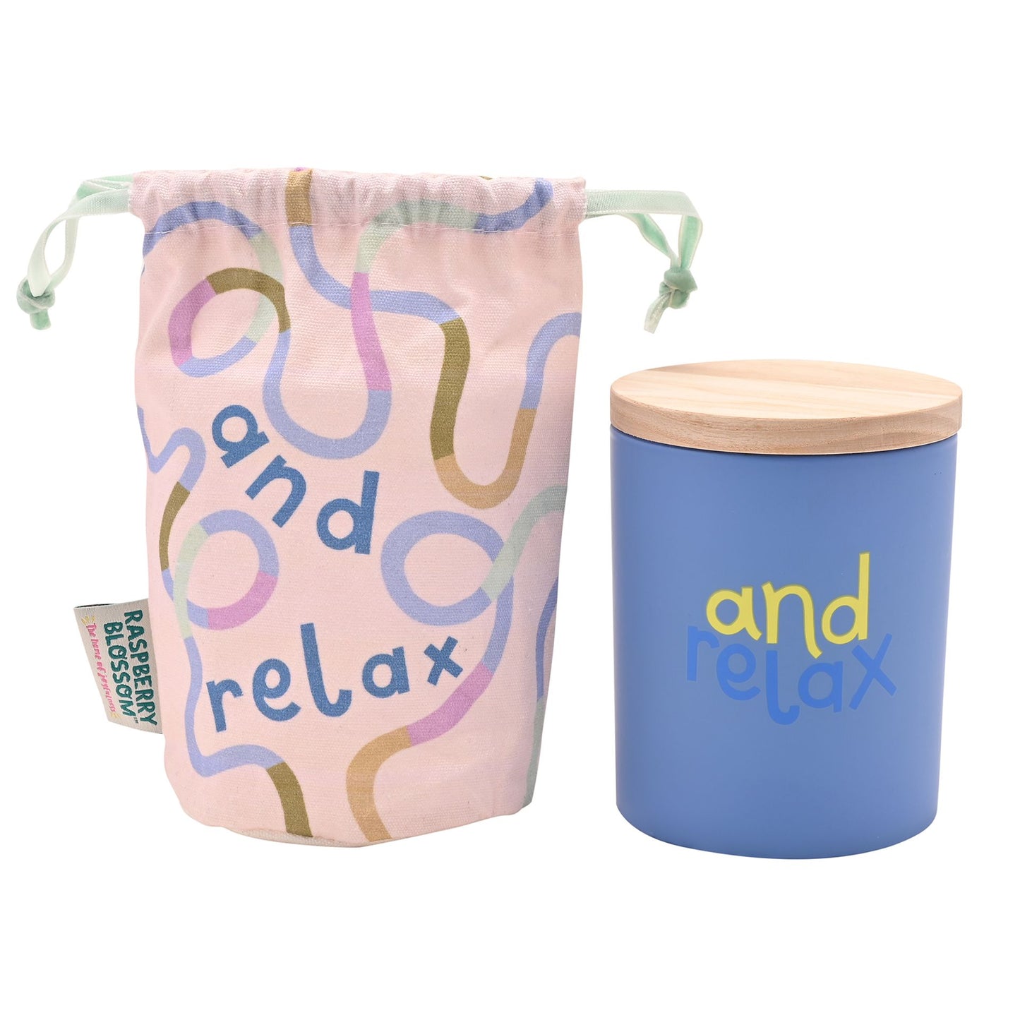 RASPBERRY BLOSSOM FRAGRANCED CANDLE IN A POUCH - "AND RELAX"