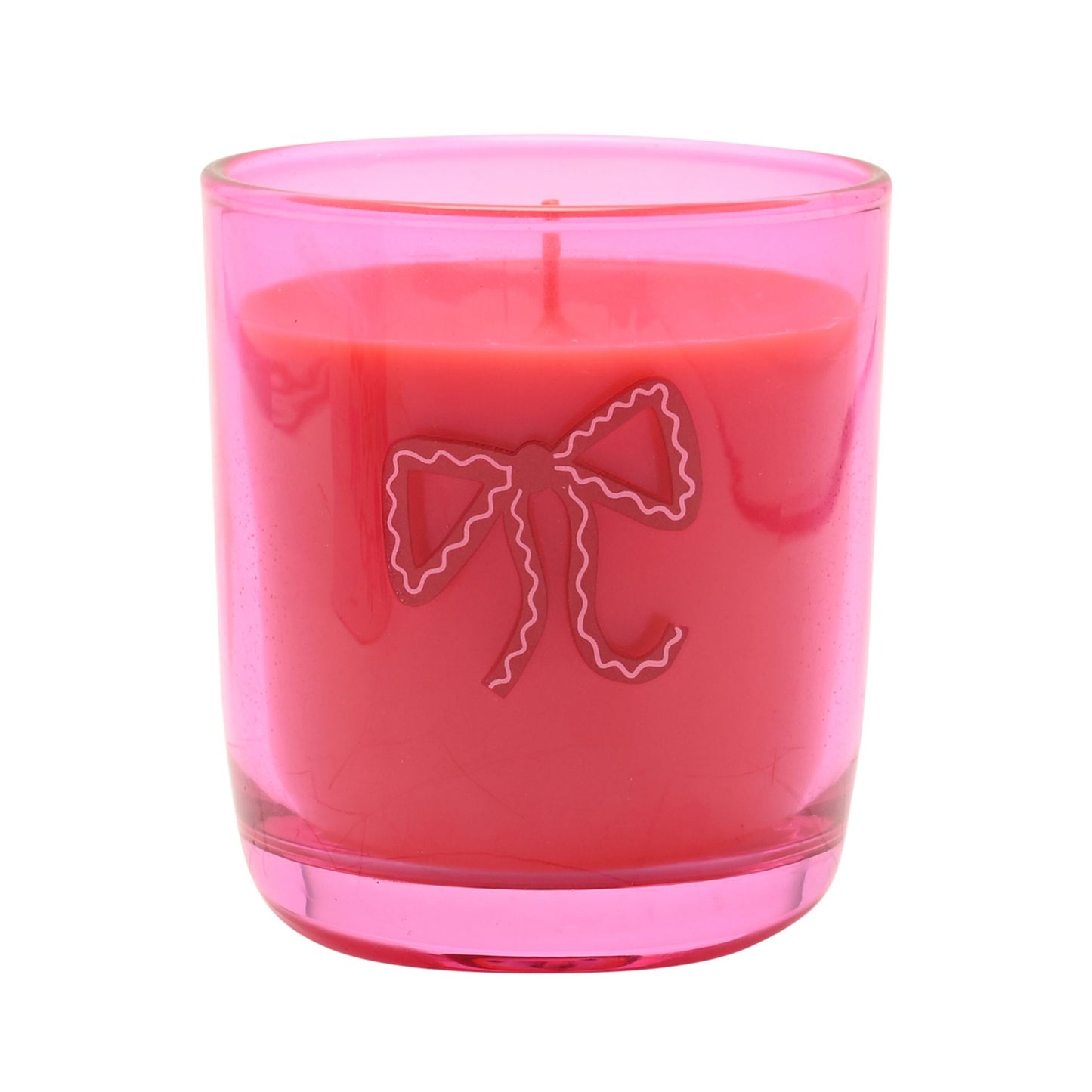 RASPBERRY BLOSSOM PINK GLASS FRAGRANCED CANDLE - BOWS
