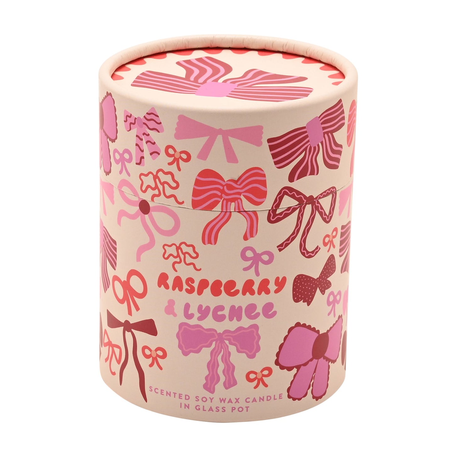 RASPBERRY BLOSSOM PINK GLASS FRAGRANCED CANDLE - BOWS