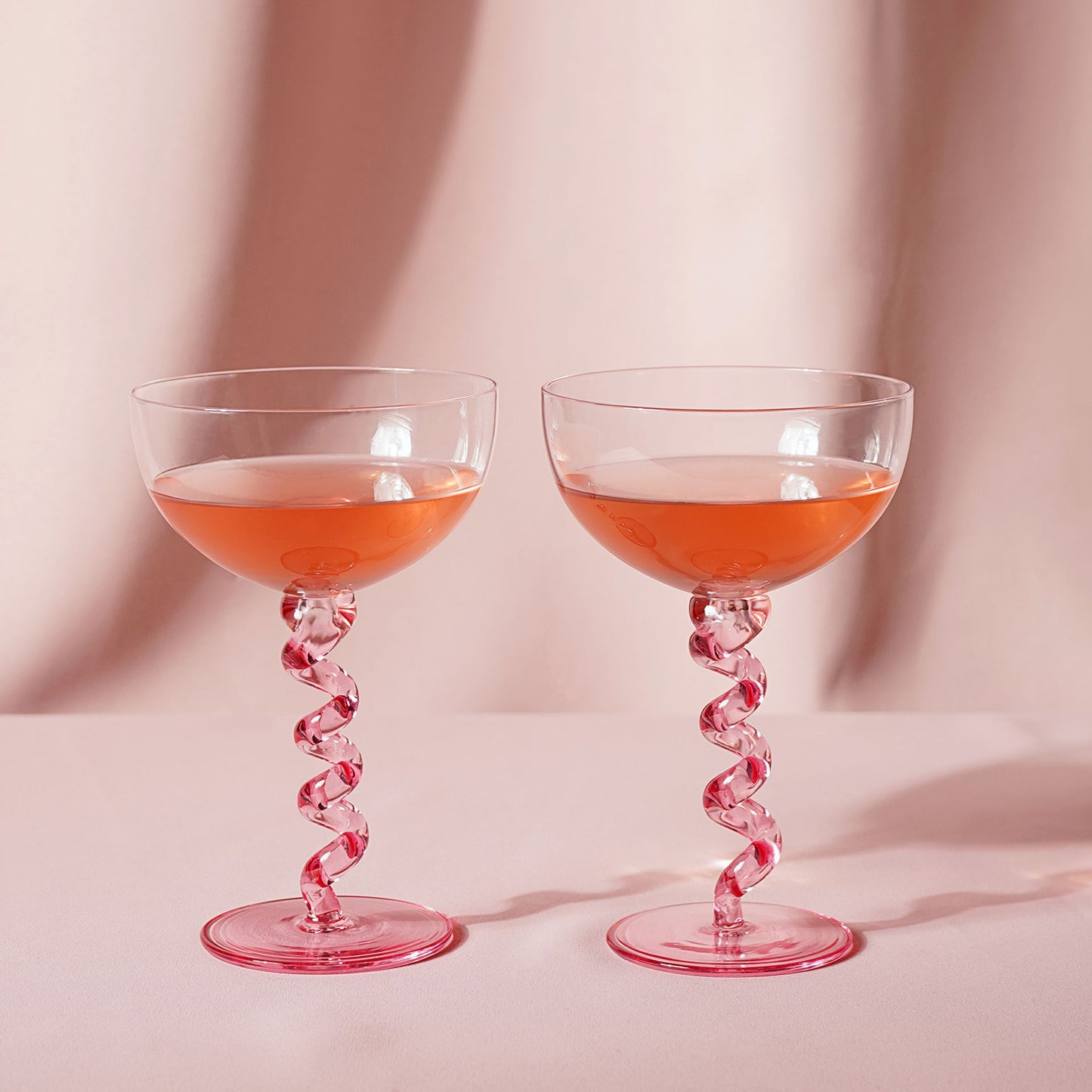 RASPBERRY BLOSSOM PAIR OF COUPES WITH WIGGLE STEMS IN A GIFTBOX
