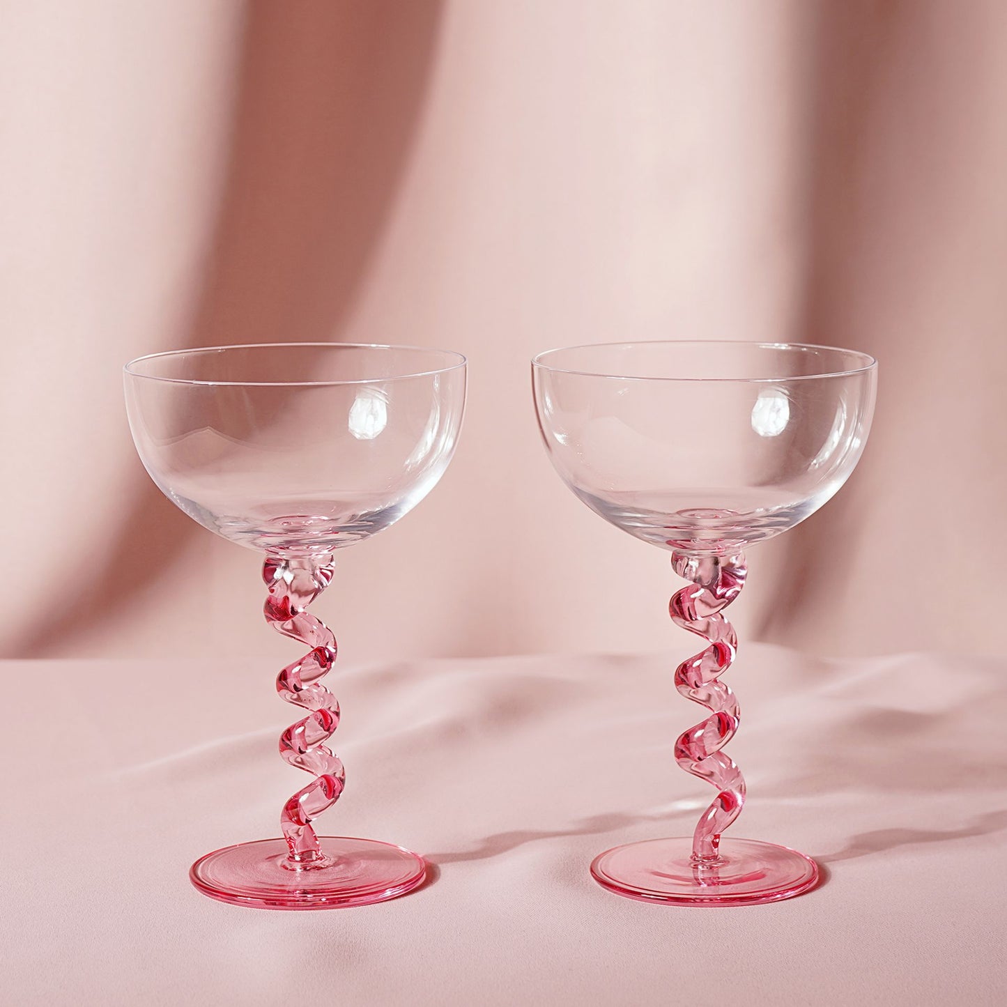 RASPBERRY BLOSSOM PAIR OF COUPES WITH WIGGLE STEMS IN A GIFTBOX