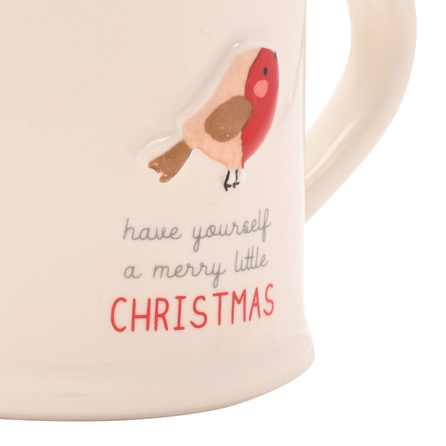 LOVE LIFE CHRISTMAS EMBOSSED MUG - ROBIN