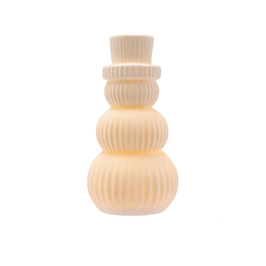 CERAMIC LED LIGHT UP SNOWMAN 14CM